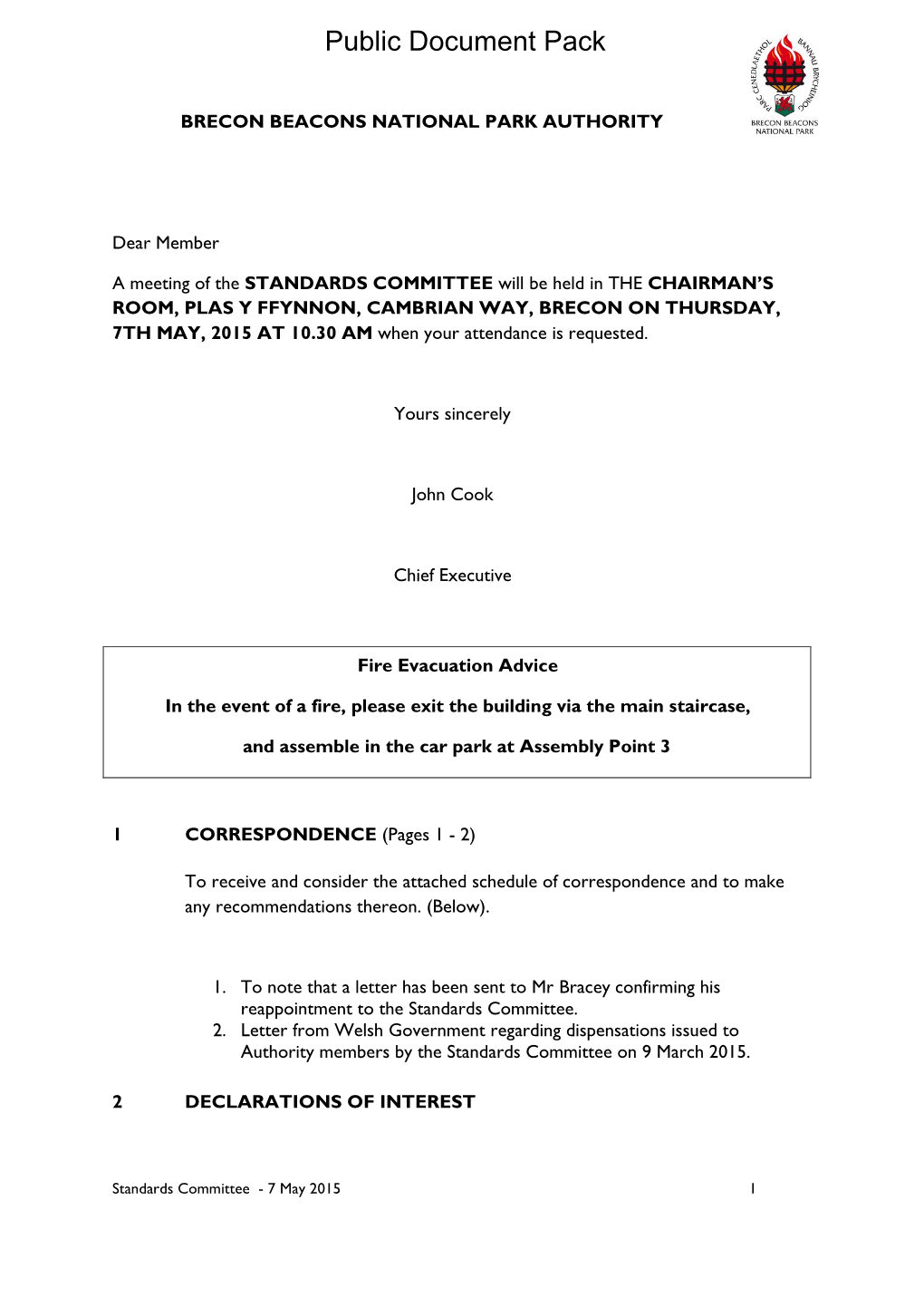 (Public Pack)Agenda Document for Standards Committee, 07/05/2015