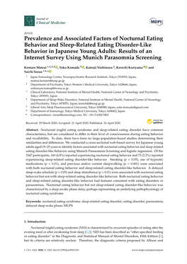 Prevalence and Associated Factors of Nocturnal Eating Behavior And