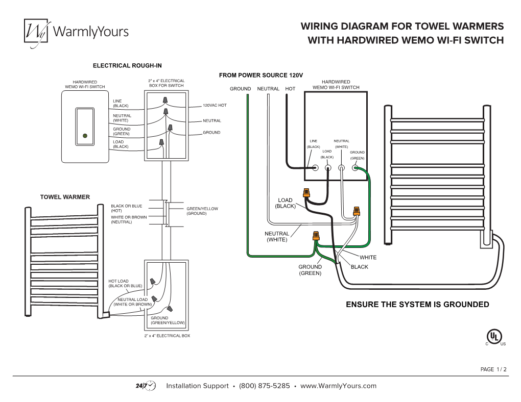 Wiring Diagram for Towel Warmers with Hardwired Wemo WiFi Switch DocsLib