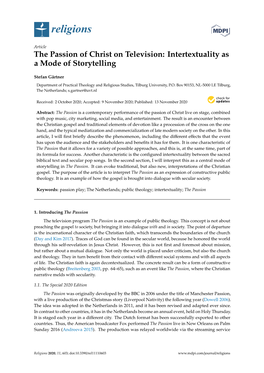 The Passion of Christ on Television: Intertextuality As a Mode of Storytelling