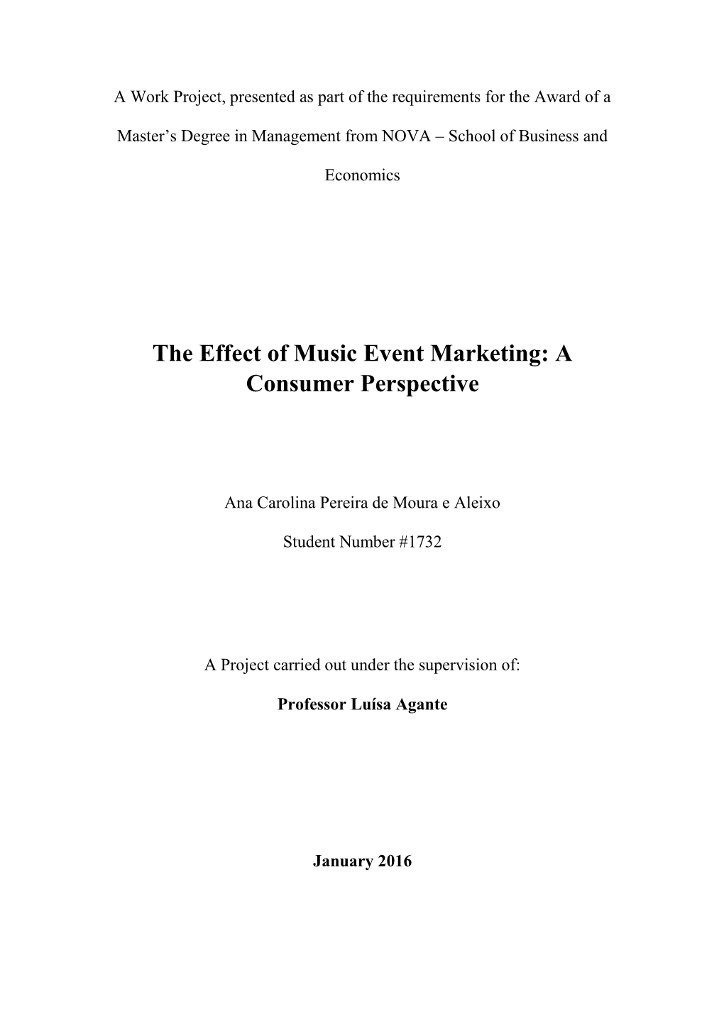 The Effect of Music Event Marketing: a Consumer Perspective