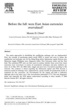 Before the Fall: Were East Asian Currencies Overvalued?