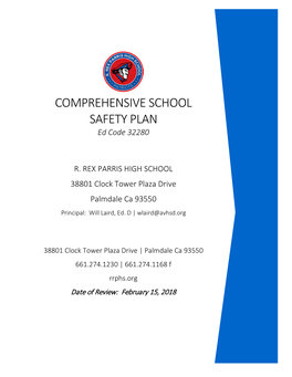 COMPREHENSIVE SCHOOL SAFETY PLAN Ed Code 32280