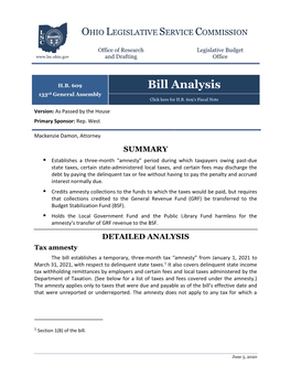 Bill Analysis 133Rd General Assembly Click Here for H.B