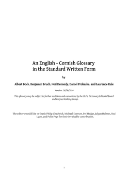An English - Cornish Glossary in the Standard Written Form