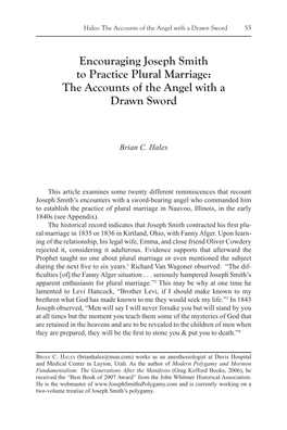 Encouraging Joseph Smith to Practice Plural Marriage: the Accounts of the Angel with a Drawn Sword