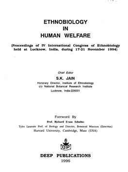Ethnobiology in Human Welfare