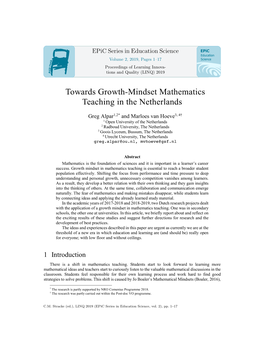 Towards Growth-Mindset Mathematics Teaching in the Netherlands