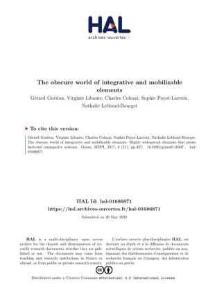 The Obscure World of Integrative and Mobilizable Elements Gérard Guédon, Virginie Libante, Charles Coluzzi, Sophie Payot-Lacroix, Nathalie Leblond-Bourget