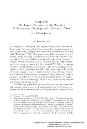The Layered Structure of the World in N. Hartmann's Ontology and A