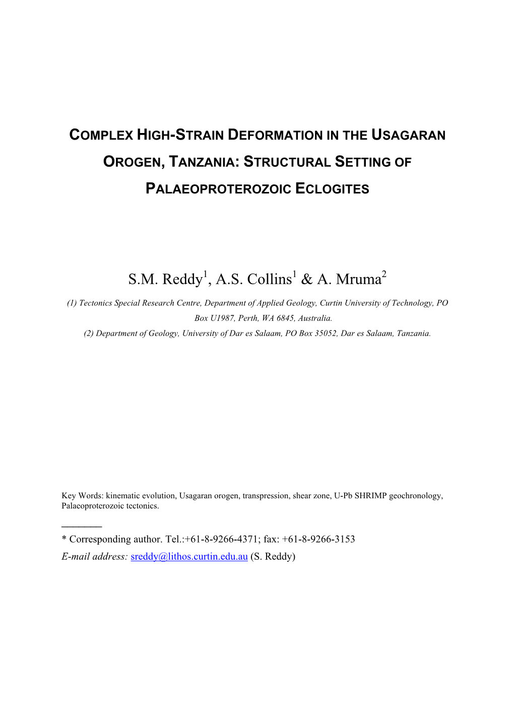 Complex High-Strain Deformation in the Usagaran