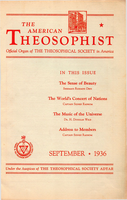 EOSOPHIST Official Organ O F the THEOSOPHICAL SOCIETY in a M Erica