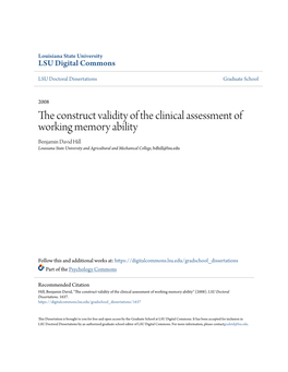 The Construct Validity of the Clinical Assessment of Working Memory Ability