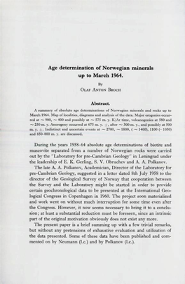 Age Determination of Norwegian Mineral up to March 1964