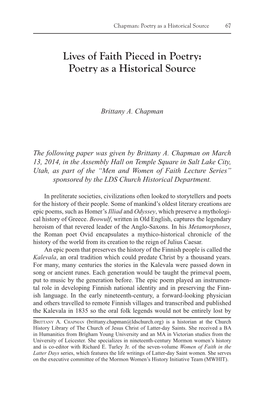 Lives of Faith Pieced in Poetry: Poetry As a Historical Source