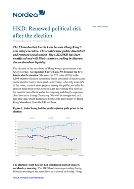 HKD: Renewed Political Risk After the Election