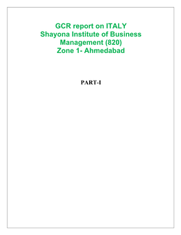 GCR Report on ITALY Shayona Institute of Business Management (820) Zone 1- Ahmedabad