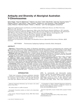 Antiquity and Diversity of Aboriginal Australian Y-Chromosomes