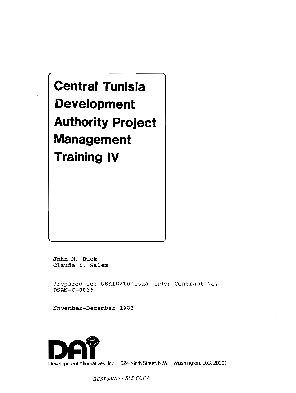 Central Tunisia Development Authority Project Management Training IV