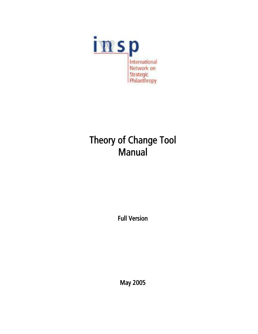 Theory of Change Tool : Manual (Full Version)