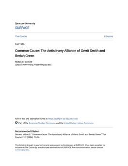 The Antislavery Alliance of Gerrit Smith and Beriah Green