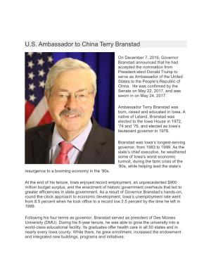 U.S. Ambassador to China Terry Branstad