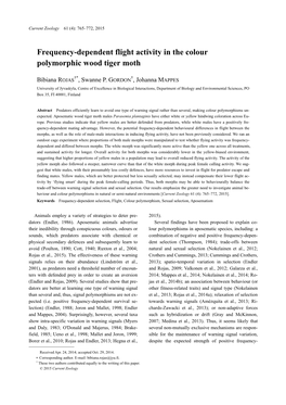 Frequency-Dependent Flight Activity in the Colour Polymorphic Wood Tiger Moth
