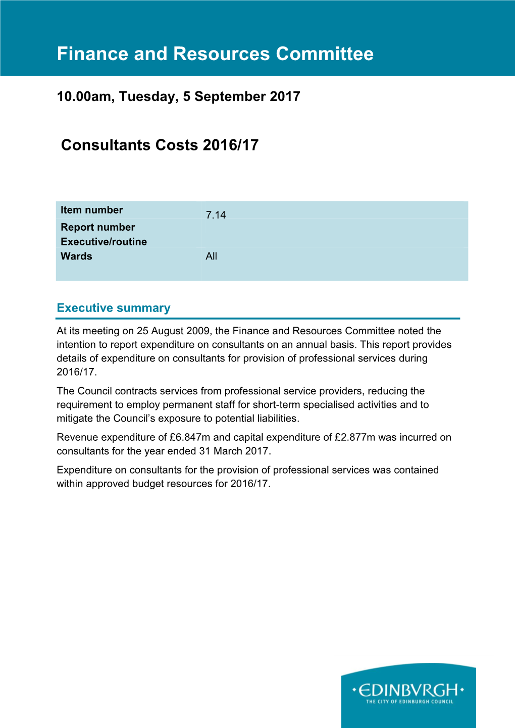 Consultants Costs 2016-17