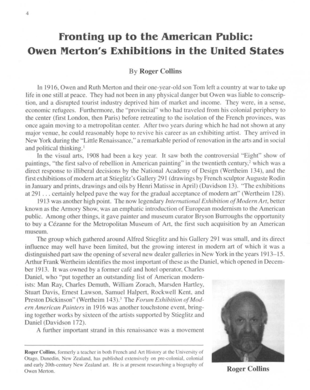 Owen Merton's Exhibitions in the United States