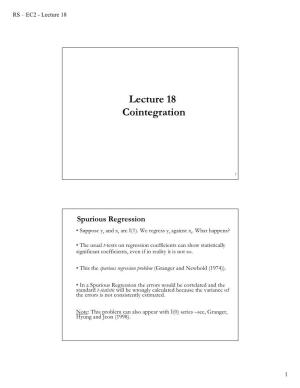 Lecture 18 Cointegration