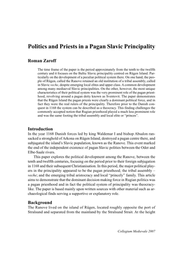 Politics and Priests in a Pagan Slavic Principality