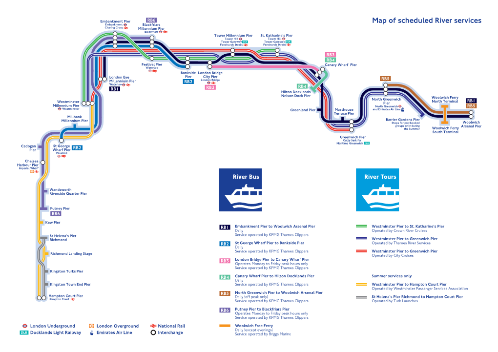 Map of Scheduled River Services Embankment Blackfriars Charing Cross Millennium Pier Blackfriars Tower Millennium Pier St