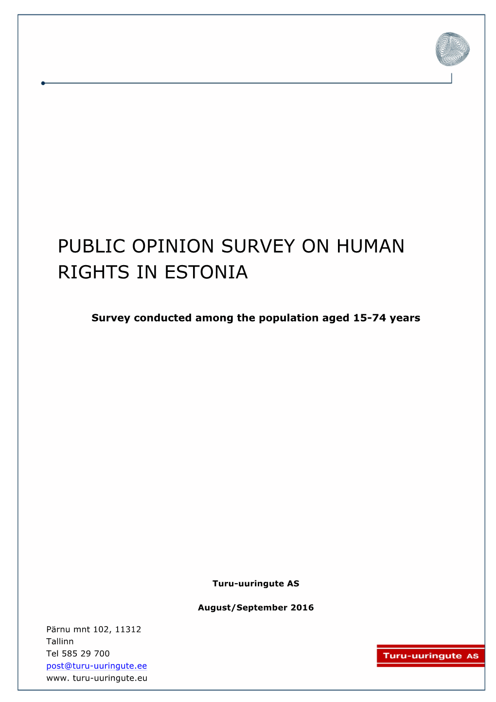 Public Opinion Survey on Human Rights in Estonia