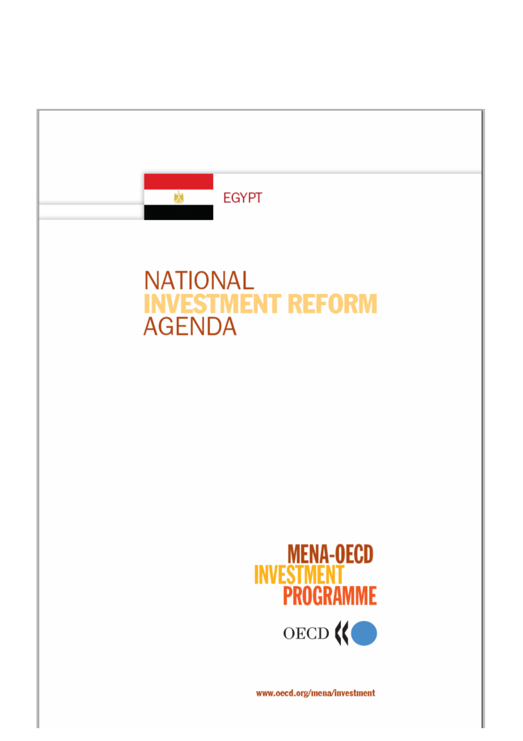 National Investment Reform Agenda for Egypt