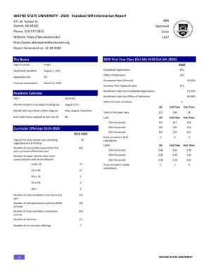 2020 Standard 509 Information Report 471 W