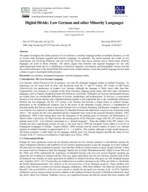 Digital Divide: Low German and Other Minority Languages