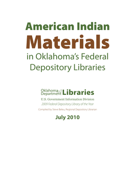American Indian Materials in Oklahoma’S Federal Depository Libraries