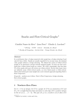 Snarks and Flow-Critical Graphs 1