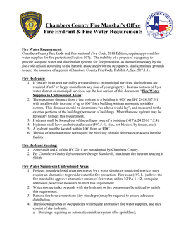 Fire Hydrant & Fire Water Supply Requirements