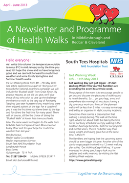 A Newsletter and Programme in Middlesbrough and of Health Walks Redcar & Cleveland