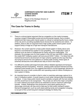 ITEM 7 the Case for Trams in Derby