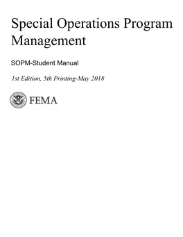 Special Operations Program Management-Student Manual