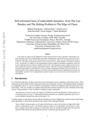 Self-Referential Basis of Undecidable Dynamics: from the Liar Paradox and the Halting Problem to the Edge of Chaos