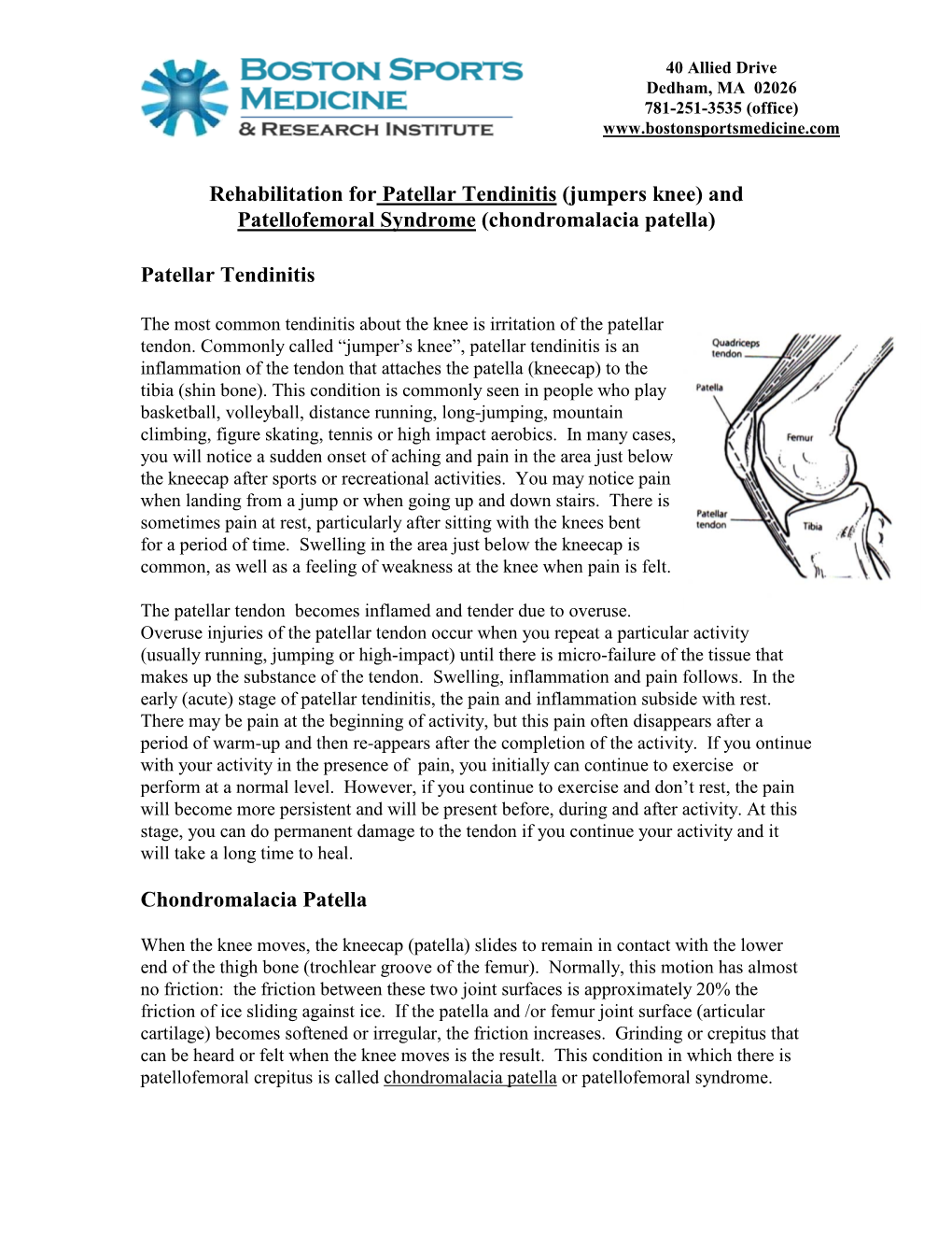 Rehabilitation For Patellar Tendinitis (Jumpers Knee) And ...