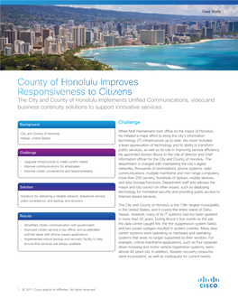 County of Honolulu Improves Responsiveness to Citizens