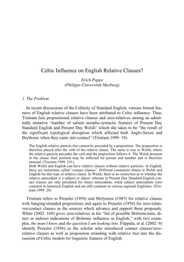 Celtic Influence on English Relative Clauses?