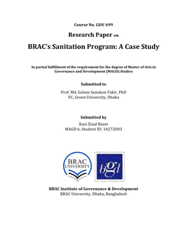 BRAC's Sanitation Program: a Case Study