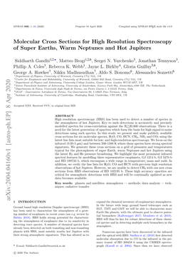 Molecular Cross Sections for High Resolution Spectroscopy of Super Earths, Warm Neptunes and Hot Jupiters