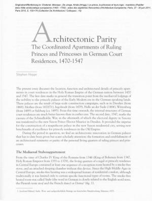 JL Architectonic Parity the Coordinated Apartments of Ruling Princes and Princesses in German Court Residences, 14704547