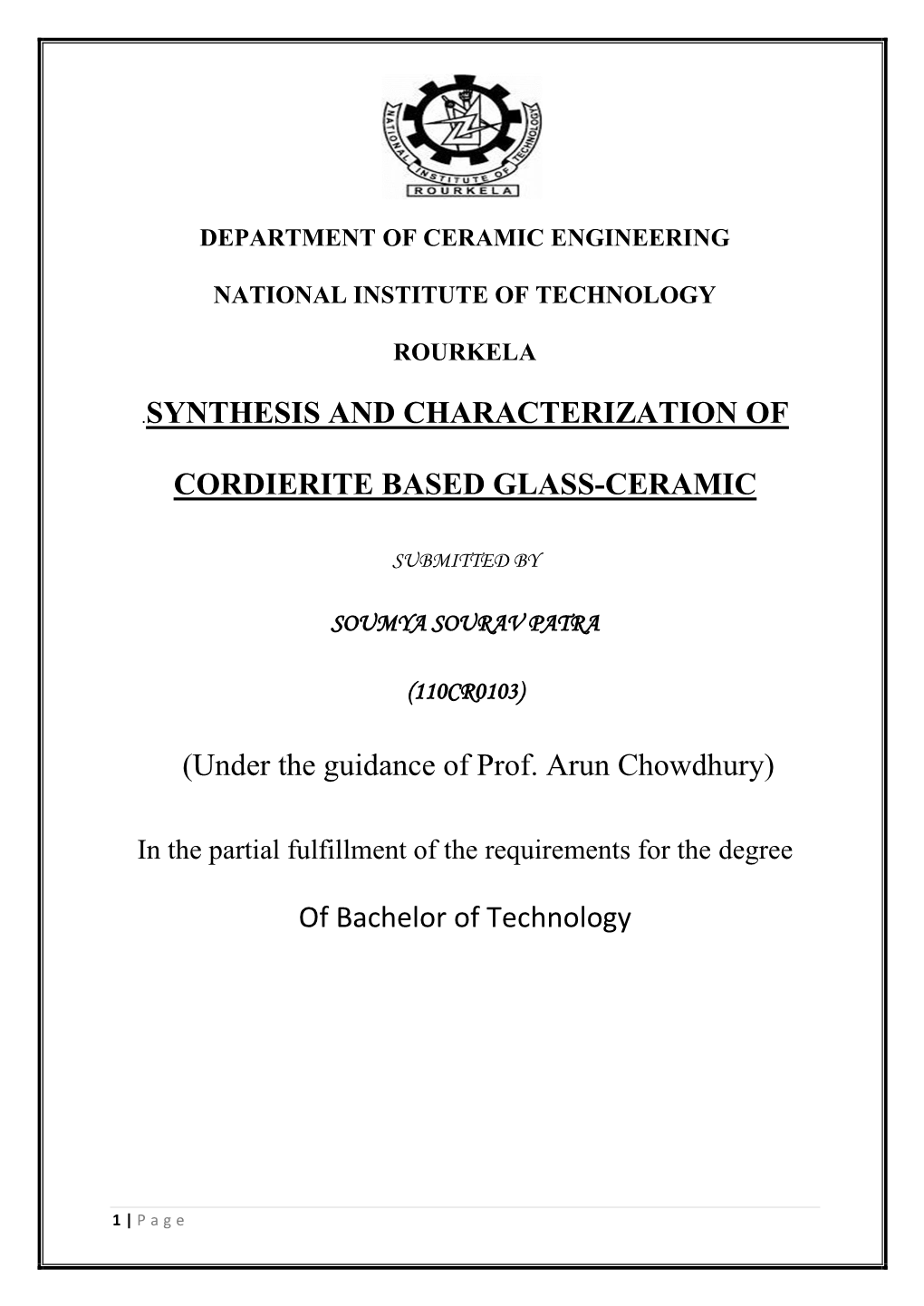 Cordierite Based Glass-Ceramic